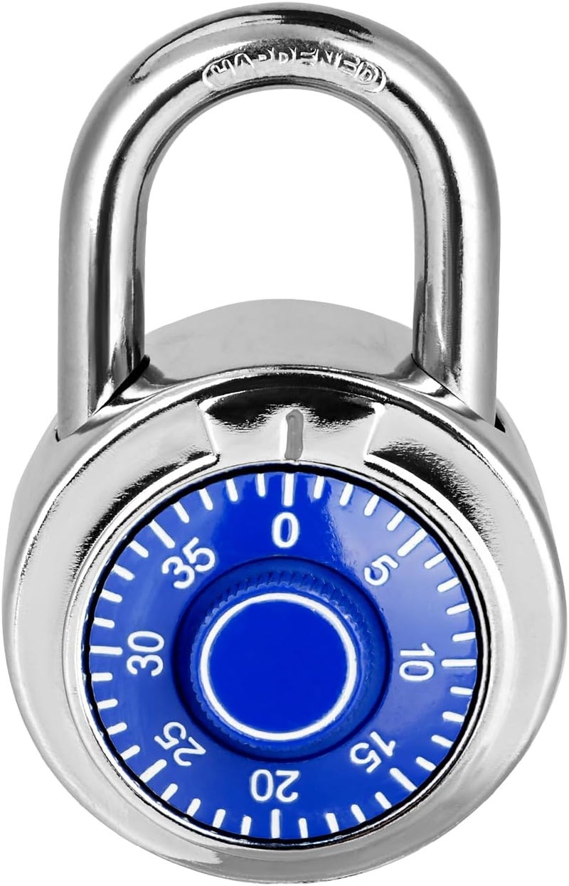 HZSY Combination Padlock 1 Pack, Fixed Dial Combination Padlock with Different Combinations, 2 in. Wide. Blue Turntable, Lock for Gym & Locker, School, Toolbox, and More - Image 1